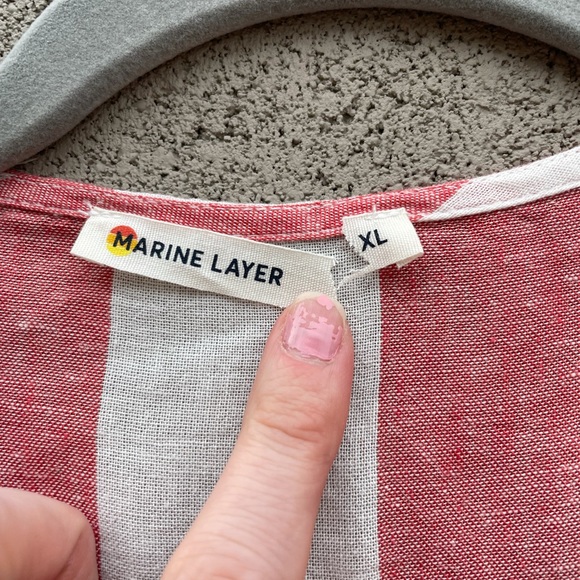 MARINE LAYER NWOT Frances Red & White Striped Linen Wrap Dress - Picture 9 of 10